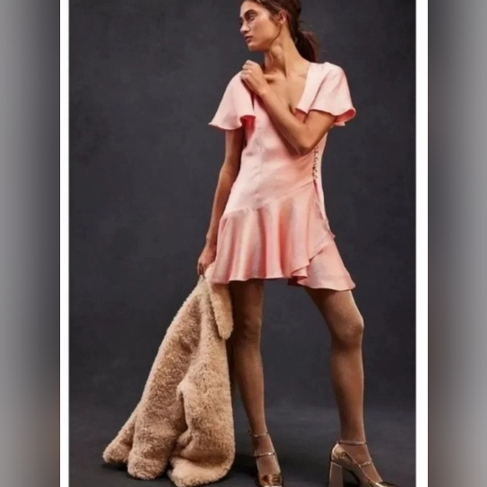 Free People Blush Mini Dress with Ruffles